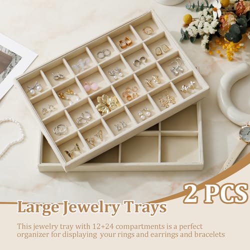 Image of Large Velvet Jewelry Tray Display Drawer Inserts 2 Pack
