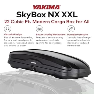 Yakima Car Roof Cargo Carrier, SkyBox NX XXL Rooftop Hard Shell Box with SKS Lock, Black - Heavy-Duty Vehicle Storage Accessories for Travel and Camping