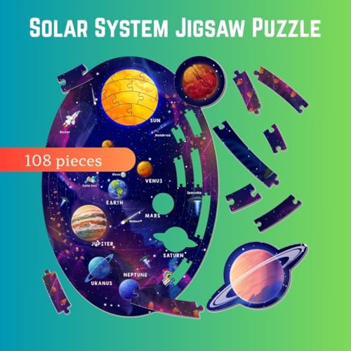 Image of 2-in-1 Solar System Puzzle and Board Game for Kids | 108 Pcs Educational Jigsaw with Astro Adventure Play | Fun Learning Gift for Boys and Girls Age 6+ | Space Theme Toy Made in India