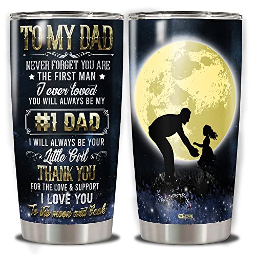 WAZONE Vaso de agradecimiento con tapa para padre e hija, vaso de viaje aislado al vacío de 590 ml, regalo de cumpleaños, Navidad, Día del Padre para papá, mejores papás de niñas