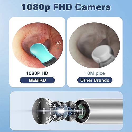 Bebird Ear Wax Removal Tool - Smart Visual Earwax Remover, Ear Cleaner With Light And Hd Camera, Ear Canal Inspection Otoscope, Safe Cleaning Silicone Ear Scoop (X3-Light Blue) #TOP2