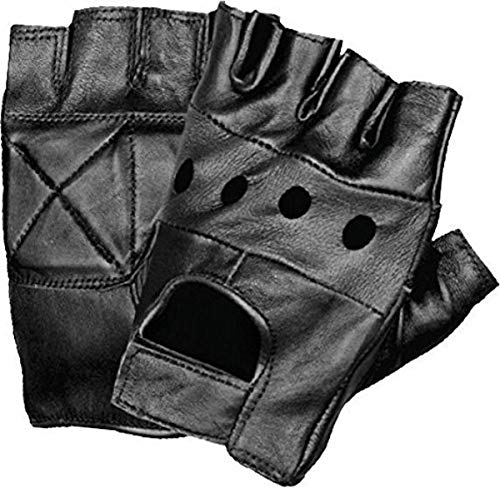 Shaf International SH355-M-BLACK Men's Leather Fingerless Glove (Black, Medium)