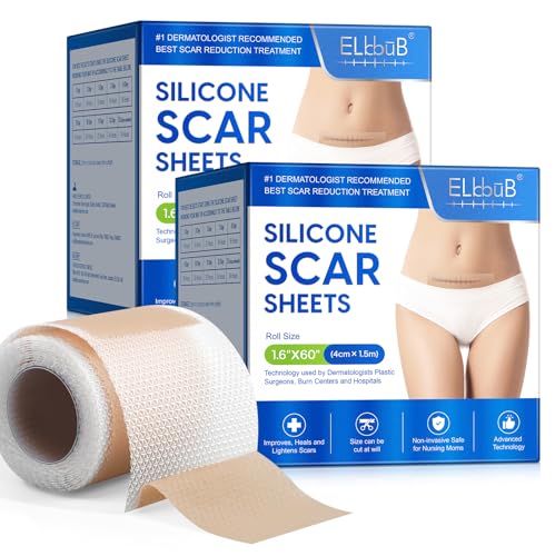 Silicone Scar Sheets - (1.6” x 60”) Scar Tape Roll for C-Section, Surgery, Tummy Tuck, Keloids - Invisible, Reusable, Medical-Grade Silicone Scar Strips for Women & Sensitive Skin