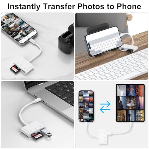SD Card Reader USB C for iPhone 17 Pro Max/17 Air/16e/16 Plus/15,Samsung Galaxy S25 Ultra Z Fold7 Flip7 S24 FE S23 Plus,USB C to Micro SD Memory Card Reader Digital Camera Adapter for Micro SD,Laptop - Thumbnail 6
