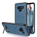 Note 9 Case,Galaxy Note 9 Case,DUEDUE Shockproof Slim Hybrid Hard PC Cover Kickstand with Linen Cloth Fabric Design Canvas Leather Protective Case for Samsung Galaxy Note 9,Blue