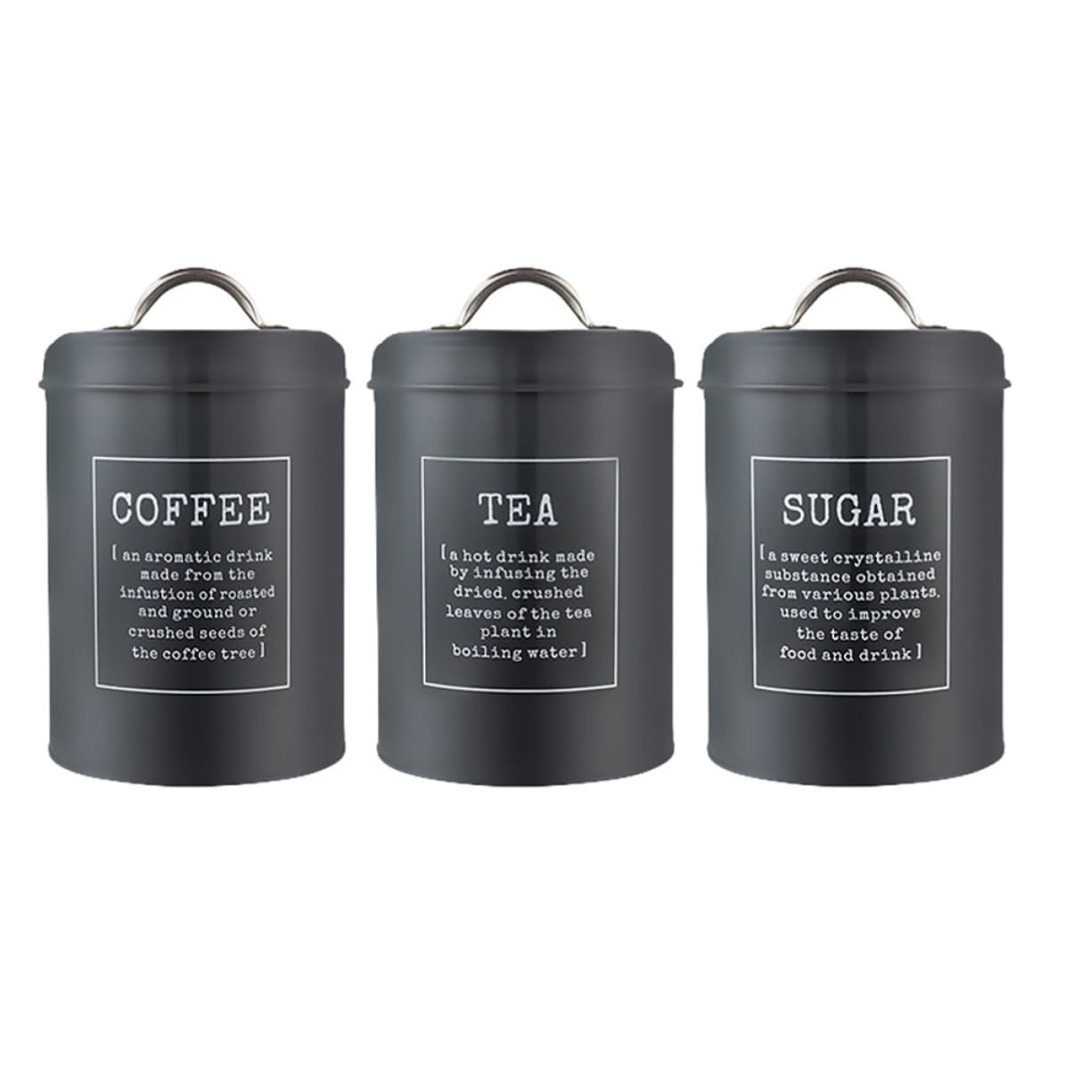Set di 3 Barattoli per Tè e Caffè in Ferro Stile Nordico