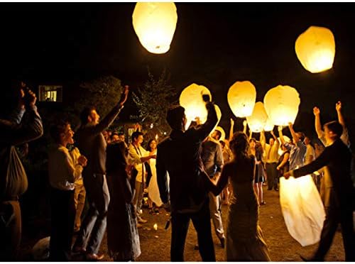 LABOTA 5 Pack Chinese Sky Lanterns - Eco Friendly, 100% Biodegradable Wire-Free Fire Resistant Paper Lantern to Release in Sky,Weddings & Parties & Festivals (Set of 5,White)