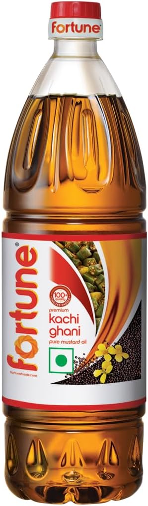 Fortune Kachi Ghani Oil, Mustard, 455g / 500ml (Pet Bottle) (Weight may vary)