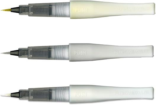 Kuretake ZIG Wink of Stella Brush II, Christmas Sparkle Glitter pen (Gold, Silver, Clear), Shimmer and Sparkle pens, for Card Making, Craft, Made in Japan