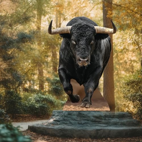 Image of Geelin 5.2 ft Bull Cardboard Cutout Life Size Animal Stand up Western Cowboy Photo Booths Prop Stand-up for Farm Zoo Western Themed Birthday Party Decoration Supplies