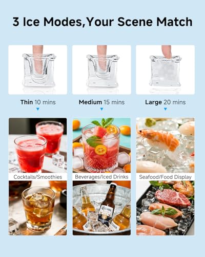 Image of Feelfunn Commercial Ice Maker Machine - 100LBS /24H, 33lbs Storage Capacity, Stainless Steel Freestanding & Under Counter Ice Maker with Self-Cleaning, 24H Timer, Ideal for Home Bar Office Restaurant