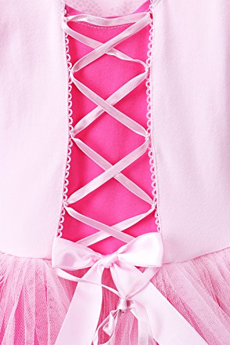 Baohulu Leotard For Girls Ballet Dance Short Sleeve Full Tulle Tutu Skirted Dress Ballerina Costumes B158_Pink_M #TOP5