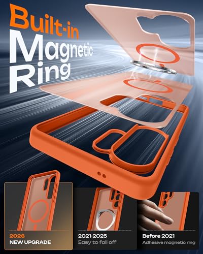 Image of TOCOL for Samsung Galaxy S26 Ultra Case, Compatible with Magsafe, Built-in Magnets, Drop Protection, Slim Translucent Matte for S26 Ultra Phone Case 6.9 inch (Orange)