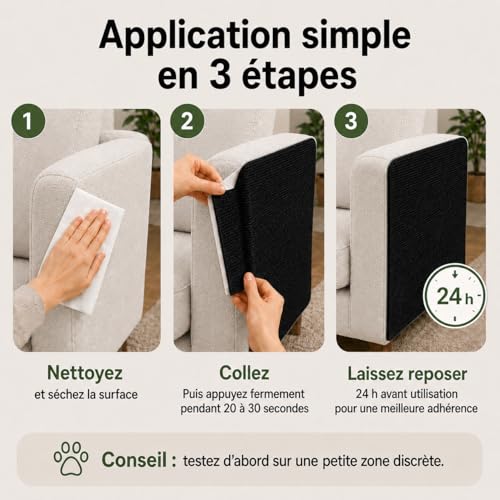 Griffoir chat canapé protection anti griffe sisal noir 200x40