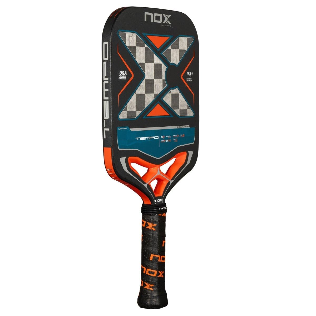 Pickleball Paddle Luxury Tempo 2025 | Advanced Pickleball Rackets for Adults | 18K Aluminized Carbon Fiber & Enhanced Comfort Core | Exclusive Spin & Airflow Dynamic Custom Grip Technology for Control