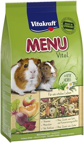 Vitakraft Menü Vital, Meerschweinchen Futter, mit Apfel und Kürbis, mit Kräutern, ohne Zusatz von Zucker (5x 1kg)