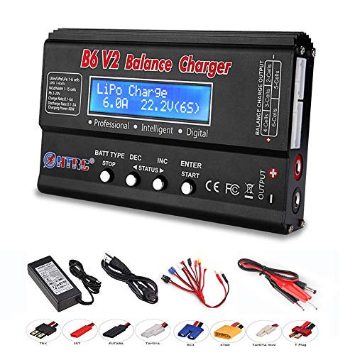 ICQUANZX LiPo Battery Charger, Lipo Charger Discharge Device Balance Battery Charger for LiPo/Li-Ion/Life/LiHV Battery (1-6S), NiMH/NiCd (1-15S), B6V2 80W 6A (Black)