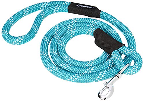 ZippyPaws Climbers Rope Heavy Duty Dog Leash - Thick Leashes for Large Breed Dogs, Durable 2/3'' Climbing Rope, 6 Feet Long, Comfortable Woven Design, Tested Strength Over 3000 lbs - Teal