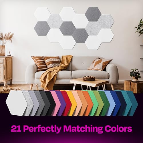 Image of Acoustic Panels 12-Pack Soundproof Wall Panels 14 inchX12.1 inchX0.4 inch Sound Panels High Density Sound Dampening Panels - [White Hexagon]