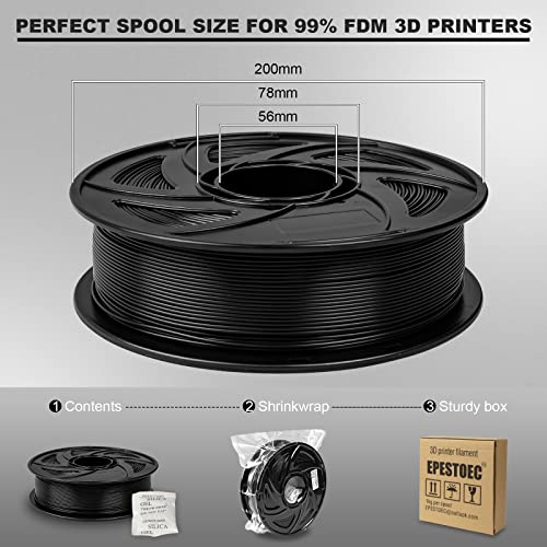 3D Printer Filament, Pla Filament Bundle1.75Mm,Pla 3D Printer Filament Vacuum Packaging 1Kg, Dimensional Accuracy +/- 0.03Mm, Fit Most Fdm 3D Printers (Pla Deep Black 1-Pack) #TOP3