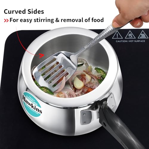 Image of Hawkins Contura 3 Litre Triply Stainless Steel Pressure Cooker | Curved Body | Induction & Gas Compatible | Ideal for 5-7 persons | ISI Certified | Guaranteed for 5 year | Silver (SSTCO30)