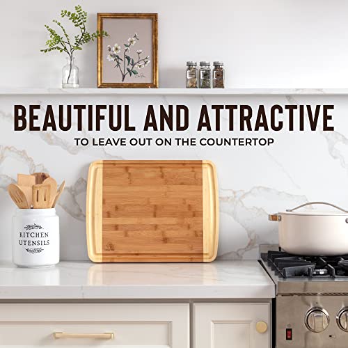 Bamboo Cutting Board - Chopping Board, Wood Cutting Board With Juice Groove, Charcuterie Board, Serving Platter Cheese Board, Bread Board, Turkey Meat Cutting Board, Wooden Cutting Boards For Kitchen #TOP6