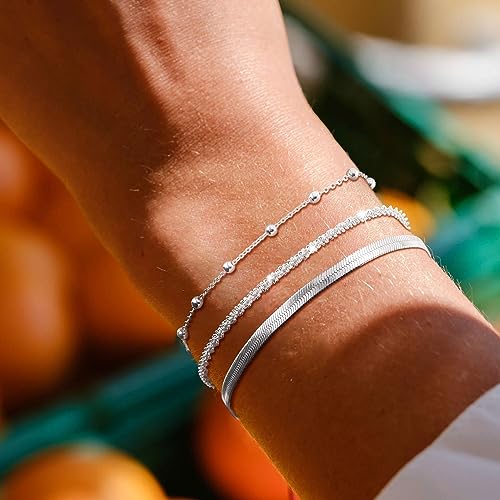 Layered Bracelets Bracelets Set for Women 14K Gold Plated/Silver Dainty Link Chain Bracelet Stackable Jewelry Gifts for Women4