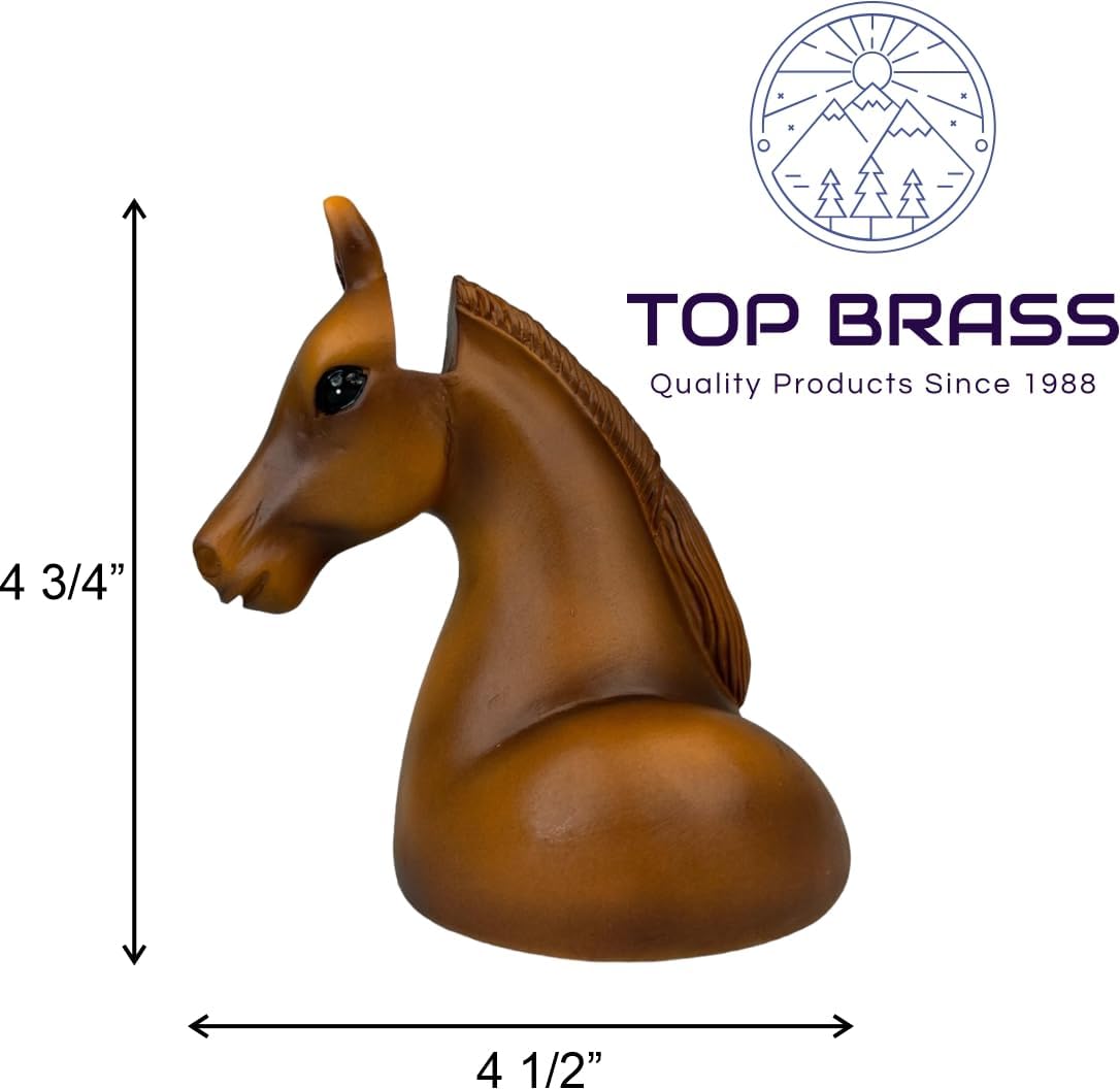 Top Brass Brown Horse Head Eyeglass Holder – Whimsical Reading Glasses Sunglass Stand – Funny Desk Nightstand Keeper Rack Display – Equestrian Rodeo Figurine
