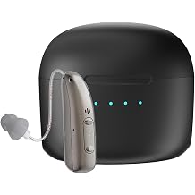 OTC Hearing Aids for Seniors and Adults Rechargeable RIC Hearing Aids | with App Control, 4 Preset Programs, Volume & Sound Adjustment, Charging Case,Behind-the-Ear Left Ear Only