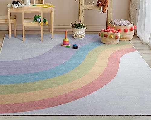 Well Woven Kids Rainbow Flat-Weave Playroom Rug 7