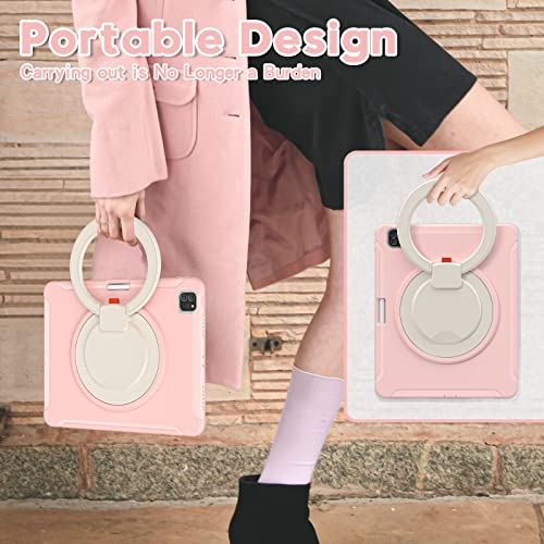 Funda para iPad Pro 12.9 rosa con soporte giratorio 360 y protector de pantalla 6