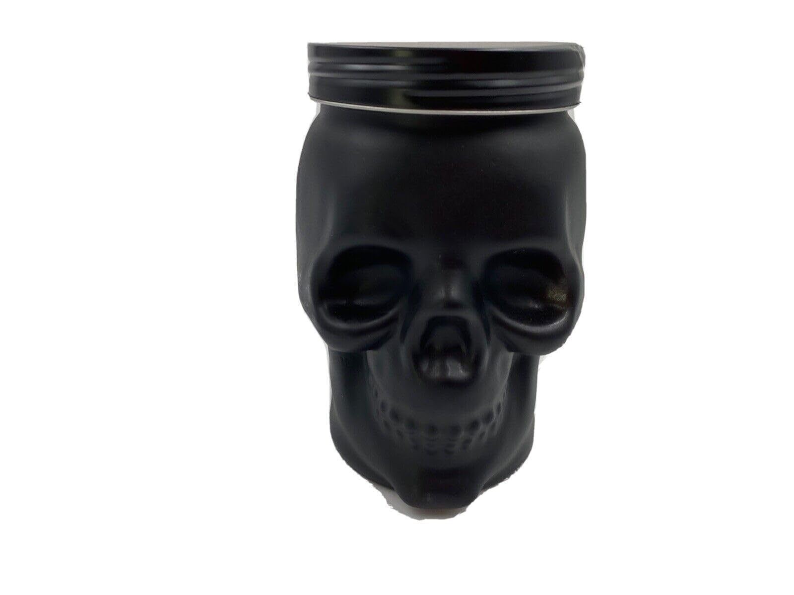 Global Amici Large Skull Canister - 7" x 5" Tall - Halloween Gothic Party Decor & Food Storage Jar for Snacks, Treats - Versatile Spooky Home & Kitchen Organization (Matte Black Glass)