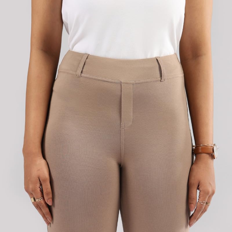 Image of Blissclub AM:PM Air Flare Trousers Cotton for Women Above 5'5 ft Tall | Bootcut Trousers and Formal Pants for Women Office wear | Tailored fit