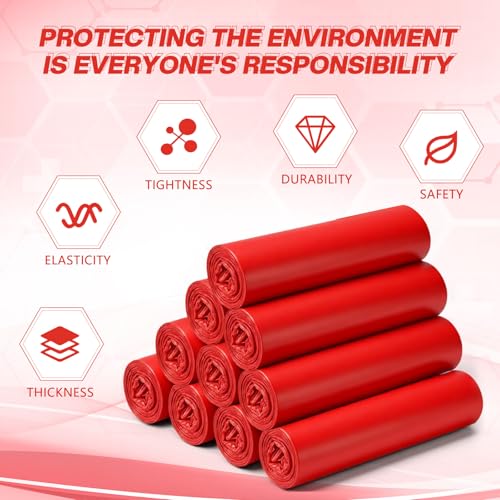 Feifeiya 300 Pcs Small Red Trash Bag 9 x 13 Red Biohazard Bags Garbage Bag with Strong Adhesive Strip Waste Trash Bags Hazardous Biohazard Infectious Container for Home Lab Hospital Office Clinics Vet - Thumbnail 3