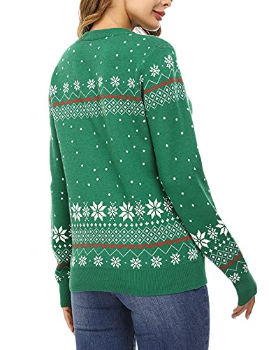 Image of Aiboria Matching Family Ugly Christmas Reindeer Snowflakes Sweater Pullover for Women /Men /Boys /Girls