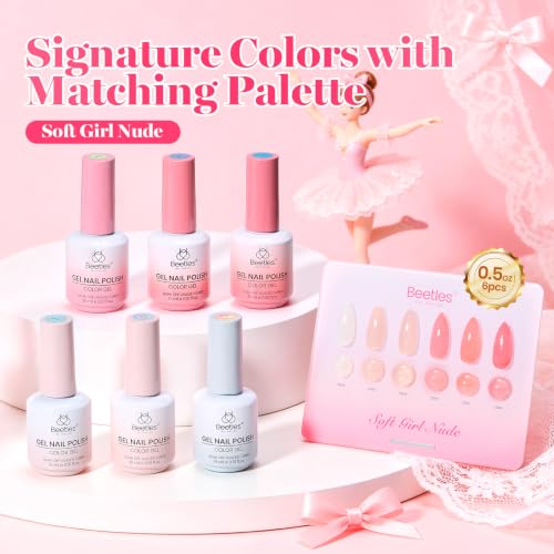 Image of Beetles Nude Gel Nail Polish Set, Soft Girl Nude 6 Colors 15ML Full Size