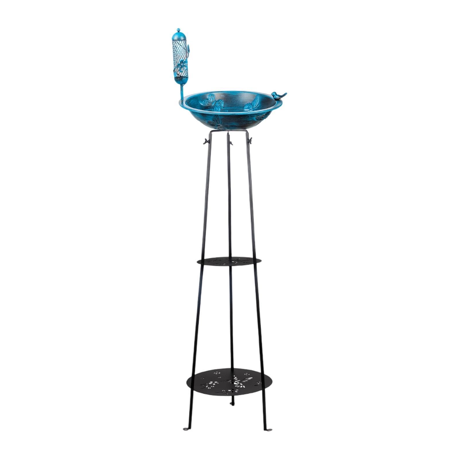 Supporto per Piante da Giardino con Mangiatoia per Uccelli per Patio Esterno in Metallo Resistente