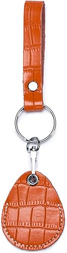 Soporte para tarjeta de acceso RFID Bolsa de cuero Airtag Holder Llavero NFC Smart Key Tag Card RFID Pod, Naranja