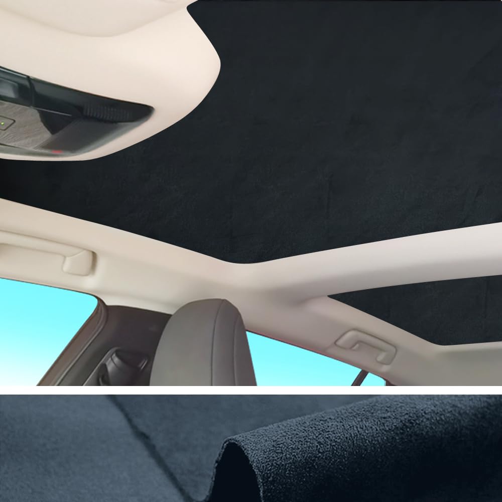 Foldable Sunroof Sunshade Compatible for Lexus RZ 300E 450E 2023-Present EB10, Foldable Adsorption Insulation Car Interior Sunroof Shade Suede Fabric UV Reflection Sunroof Sunshade (Black)