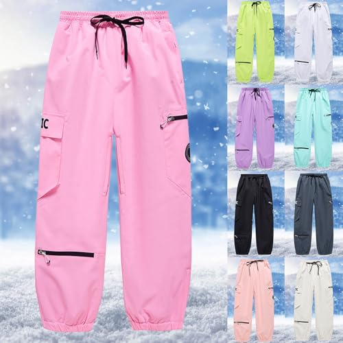 Pantalones de esquí para hombre y mujer, pantalones de snowboard, pantalones de snowboard, pantalones de esquí térmicos, cálidos, resistentes al viento, pantalones de senderismo, softshell, O rosa., S - imagen 2
