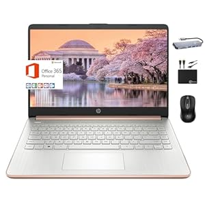 HP MarxsolAccessory – Laptop portátil de microborde de 14 pulgadas 2024 para estudiantes, Intel Quad-Core N4120, 8 GB de RAM, 256 GB (tarjeta eMMC de 128 GB + tarjeta de 128 GB), WiFi, Windows 11S + 1