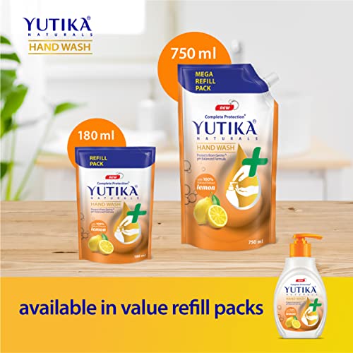 Image of Yuthika Hand Wash | Liquid Hand Wash with 100% Natural Lemon Extract | pH-Balanced Formula for Germ Protection | 500ml (Pack of 1)