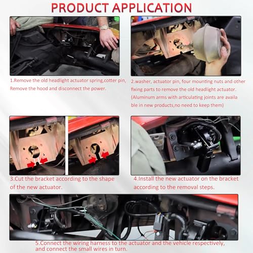 Image of Electric Headlight Motor Conversion Kit Compatible For Chevrolet Corvette C3 1968-1982 Replace 914015