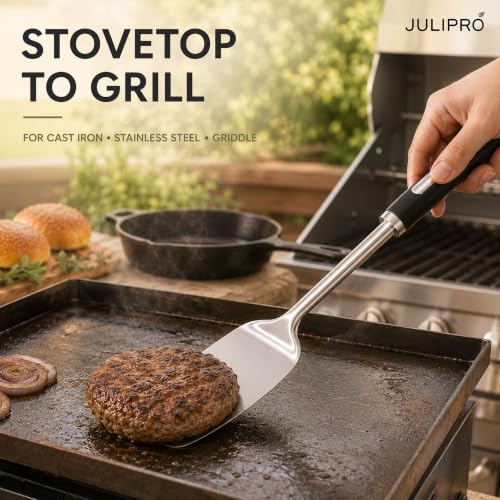 JULIPRO Stainless Steel Spatula Set, 2-Piece Solid & Slotted Metal Turner by JULIPRO - Used condition - Image 7