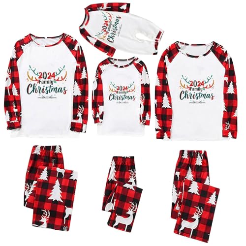 Gyaimxfu Pijamas Navideños Familiares Invierno Funky Estampada Navidad Pantalón y Tops Dos Piezas Chirstmas Pyjama Suelta y Ocio Familia Navideño Regalo Navideño Rojoniños