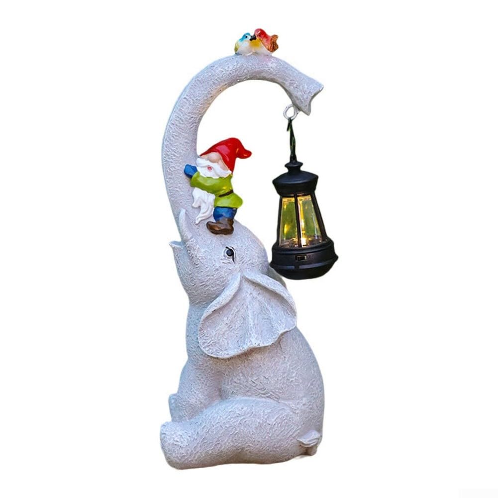 Éléphant statue solaire à capteur automatique pour illumination extérieure de terrasse