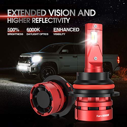 Torchbeam T2 9007/Hb5 Led Bulb, 16000 Lumens Hi/Lo Bulbs Replacement Kit, 60W 400% Brightness Led Bulbs, 6500K Cool White 50000+ Hour Lifespan, Pack Of 2 #TOP4