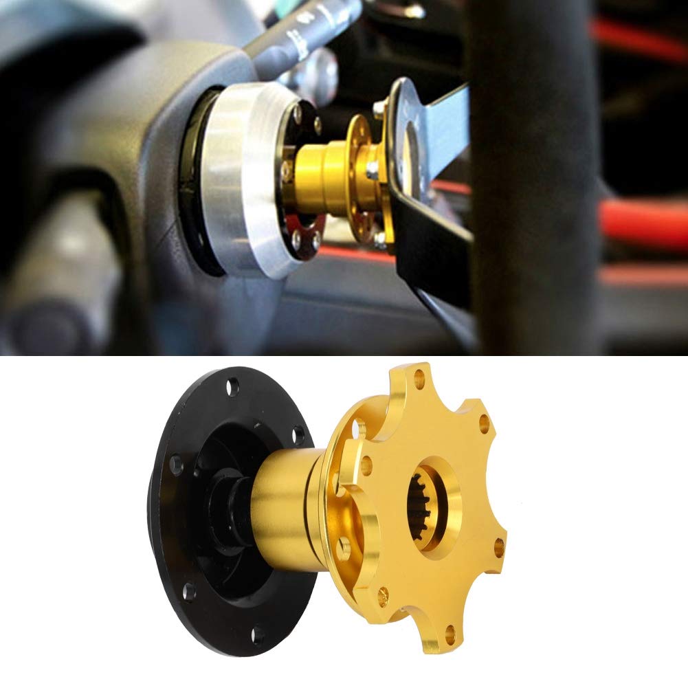 Sgancio rapido volante,KIMISS volante universale a 6 fori con sgancio rapido Kit adattatore disconnessione per riparazione auto(Oro)