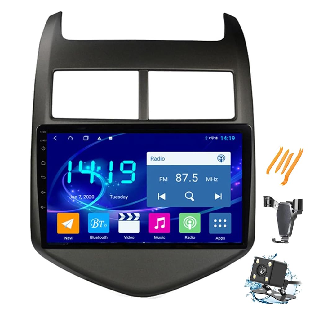 Android Car Sat Nav Radio De Coche con Pantalla Táctil De 9 Pulgadas para Chev-rolet Aveo 2011-2015 Android Auto Doble DIN con Navegación GPS Soporte FM Bluetooth Cámara De Respaldo Mirror Link (