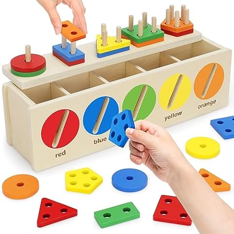 V-Opitos Montessori Toys for Toddler 1+ Year Old, Wooden Color & Shape Sorting Matching Box, Early Learning Toys for 12-18 Month, Age 1, 2, 3, Ideal Christmas, Birthday Gifts for Boy & Girl Cover